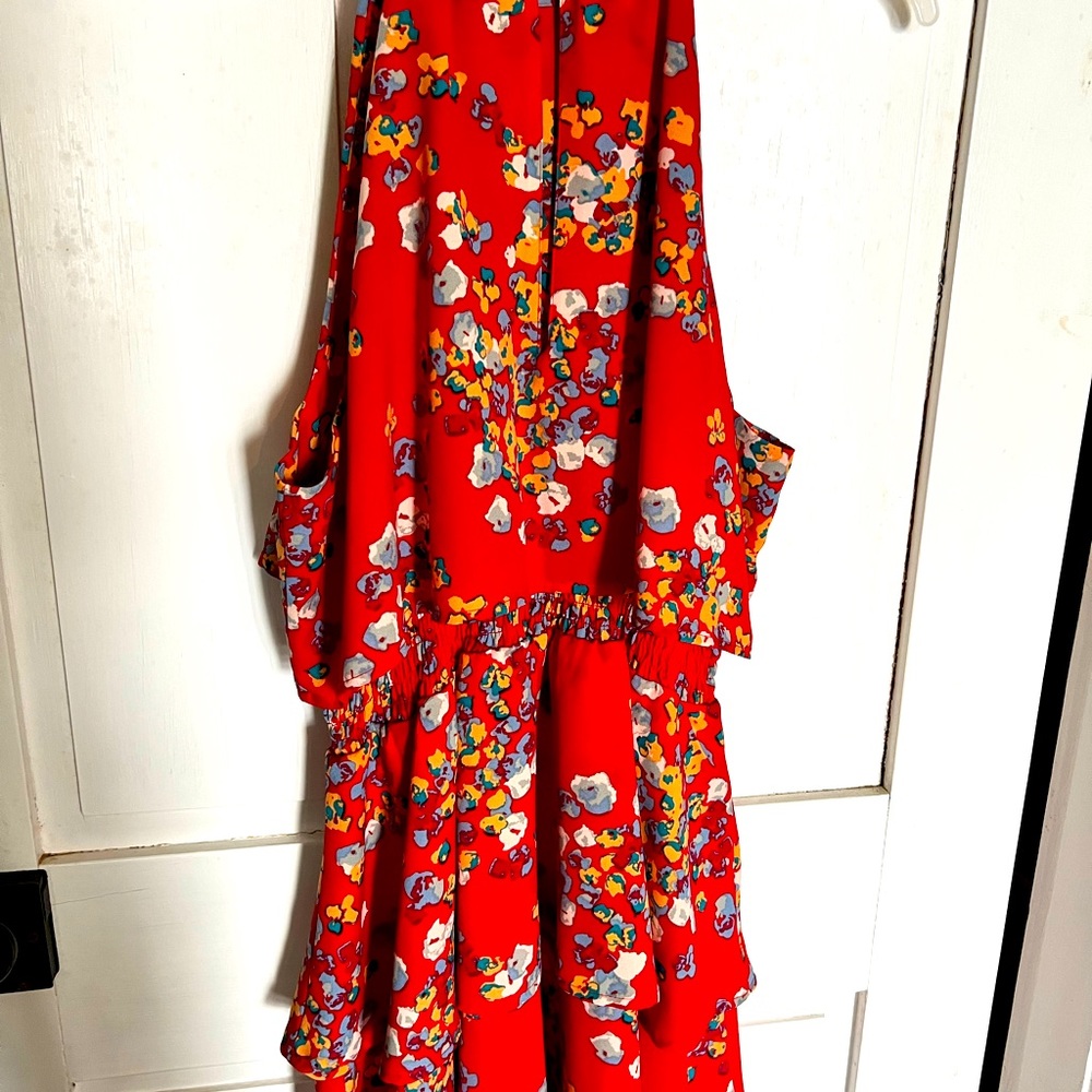 Red floral dress. Size large